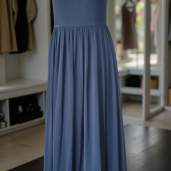 Azazie Blue Halter Maxi Dress for Prom - Picture 4 of 9